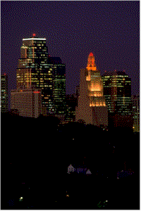 Scene of city at night